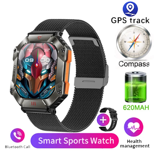 Tålig militär-smartklocka – robust smartwatch för träning & friluftsliv - ELLY