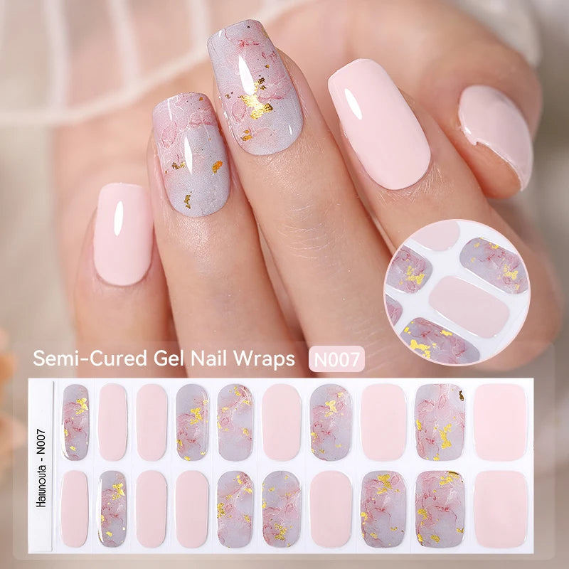 20-pk nagelstickers i gel – Gradient French-design, semi-curing