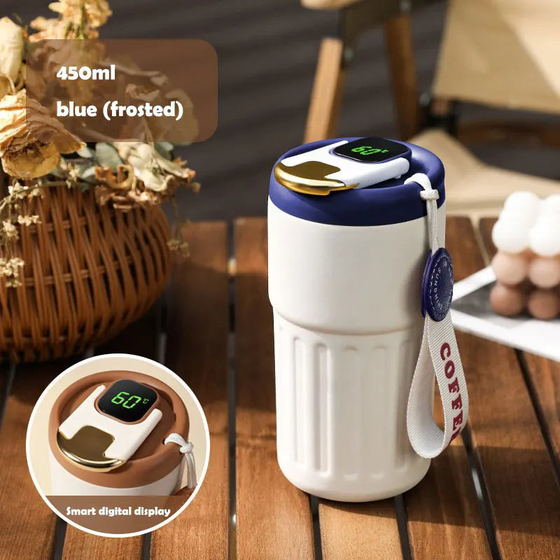 450 ml termosmugg i rostfritt stål – spillfri kaffekopp med lock - ELLY