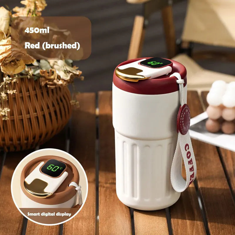 450 ml termosmugg i rostfritt stål – spillfri kaffekopp med lock - ELLY