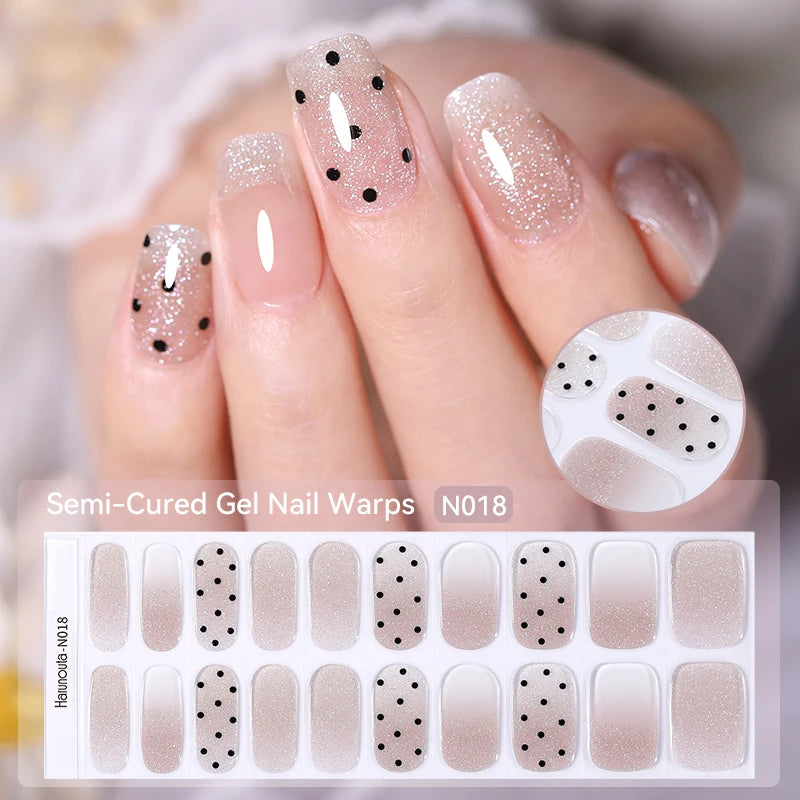 20-pk nagelstickers i gel – Gradient French-design, semi-curing