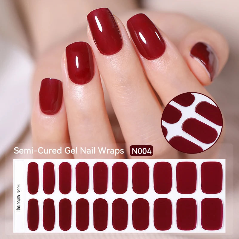 20-pk nagelstickers i gel – Gradient French-design, semi-curing