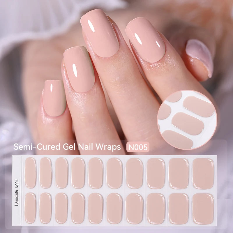 20-pk nagelstickers i gel – Gradient French-design, semi-curing