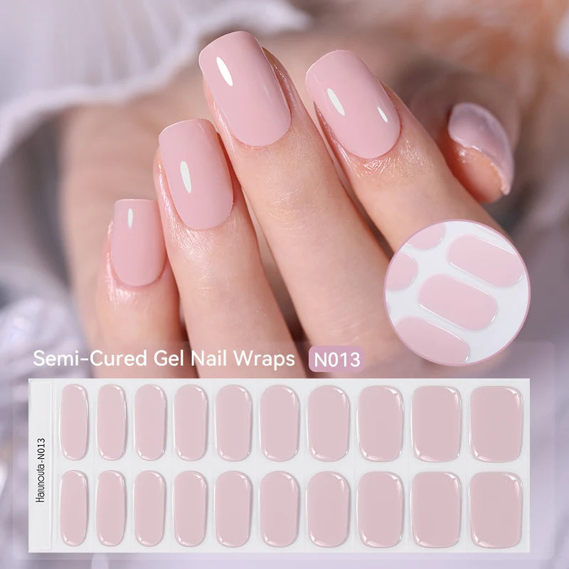 20-pk nagelstickers i gel – Gradient French-design, semi-curing
