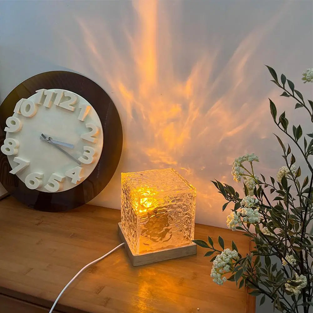 LED Diamond Table Lamp – Akryl & trä med 16 färger & vippfjärrkontroll