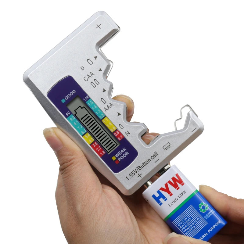 Universal batteritestare med LCD-display – Testa AAA, AA, C, D & 9V