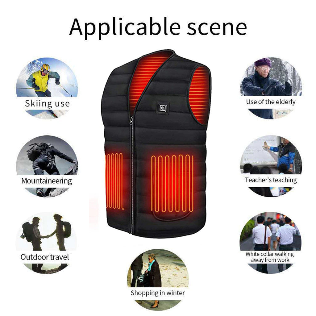 USB-värmeväst i softshell – 3 värmezoner & uppladdningsbart batteri