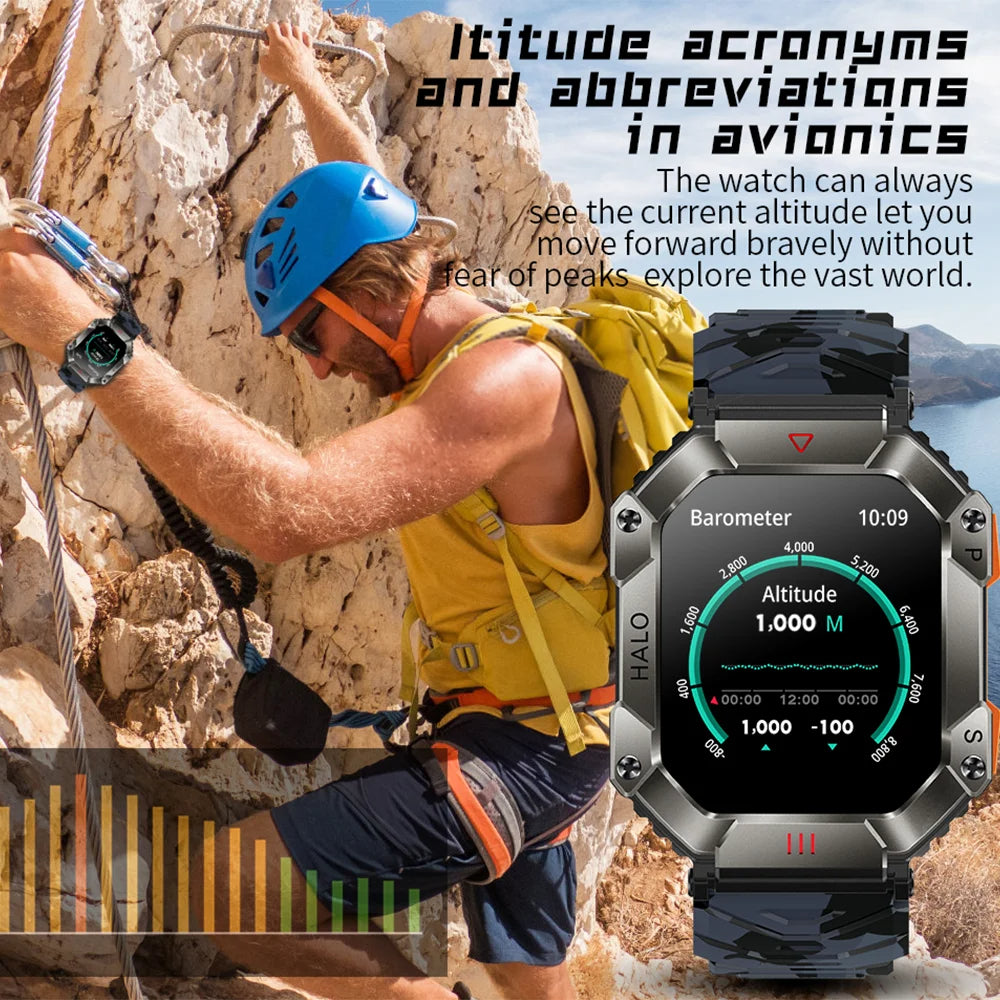 Tålig militär-smartklocka – robust smartwatch för träning & friluftsliv - ELLY