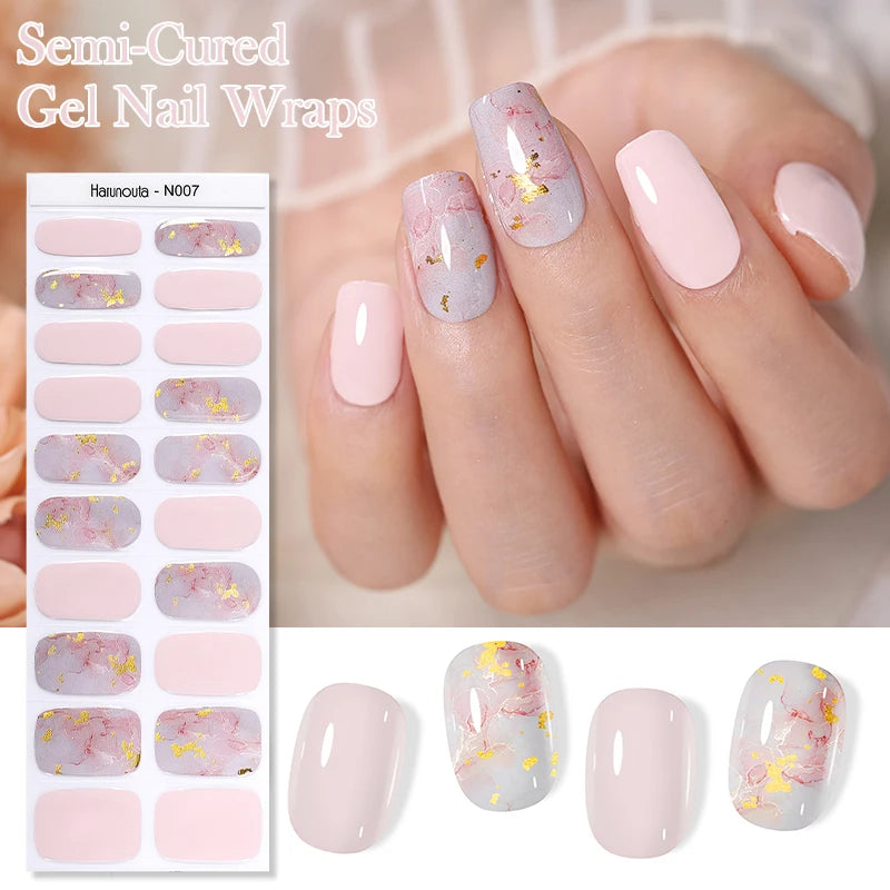 20-pk nagelstickers i gel – Gradient French-design, semi-curing