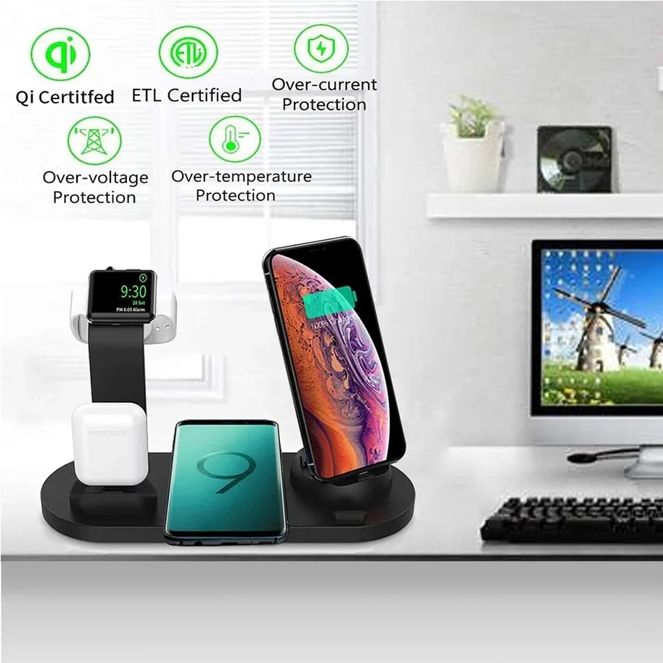 5-i-1 trådlös laddningsstation – Ställ & laddplatta för iPhone & tillbehör