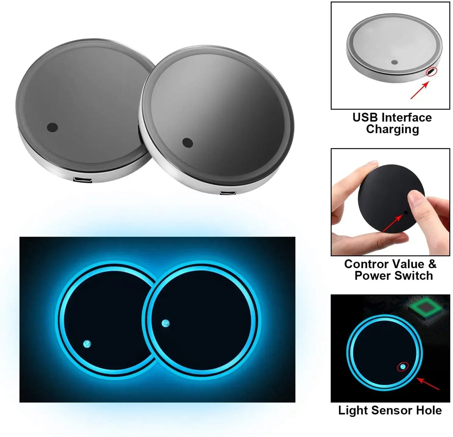 LED-lampor för mugghållare – 7 färger, vattentäta & uppladdningsbara