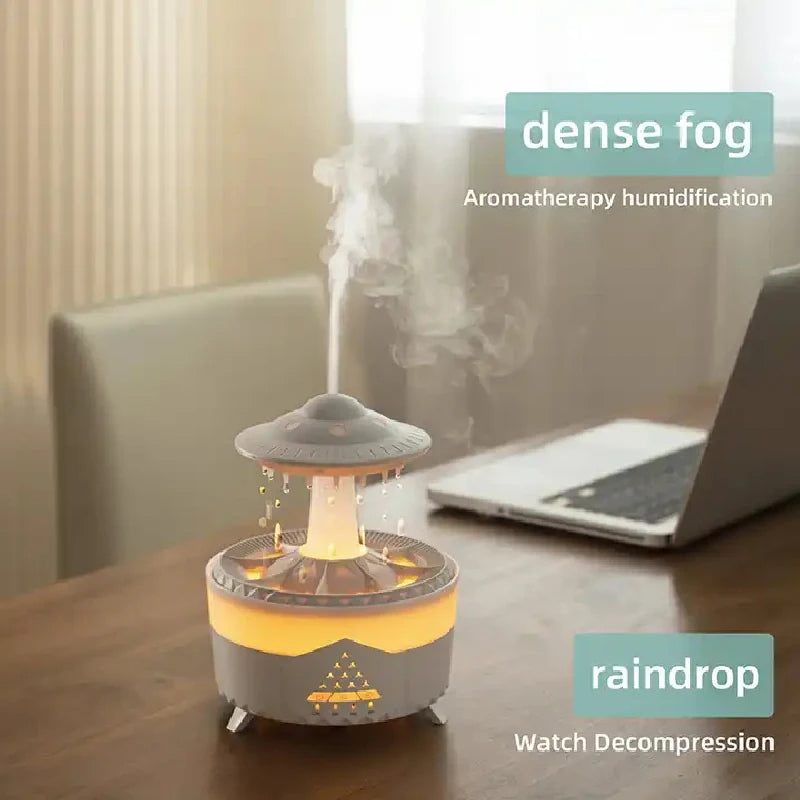 Regndroppe luftfuktare & aromadiffuser – 350 ml, fjärrkontroll & 7 färger LED