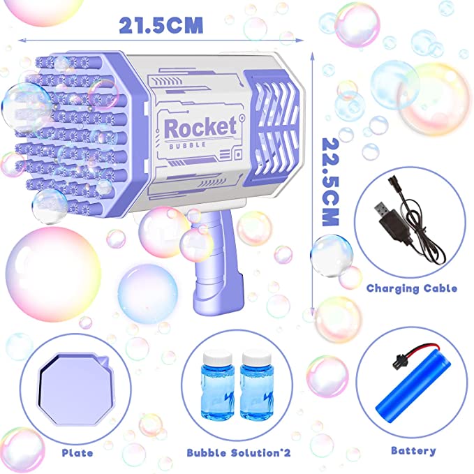 Såpbubbelmaskin med 69 hål – Elektrisk bubbelspruta för barn & fest
