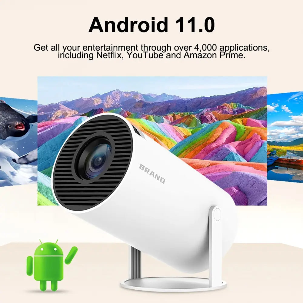HY300 Mini 4K-projektor med Android 11 – WiFi 6 & BT 5.0 - ELLY