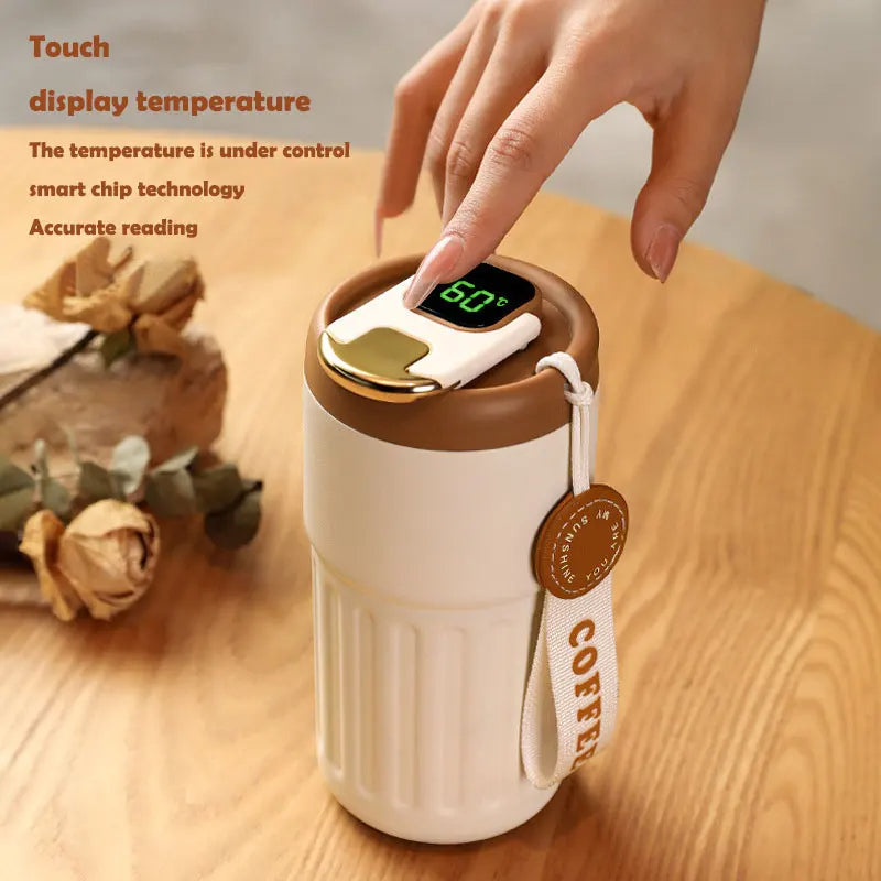 450 ml termosmugg i rostfritt stål – spillfri kaffekopp med lock - ELLY
