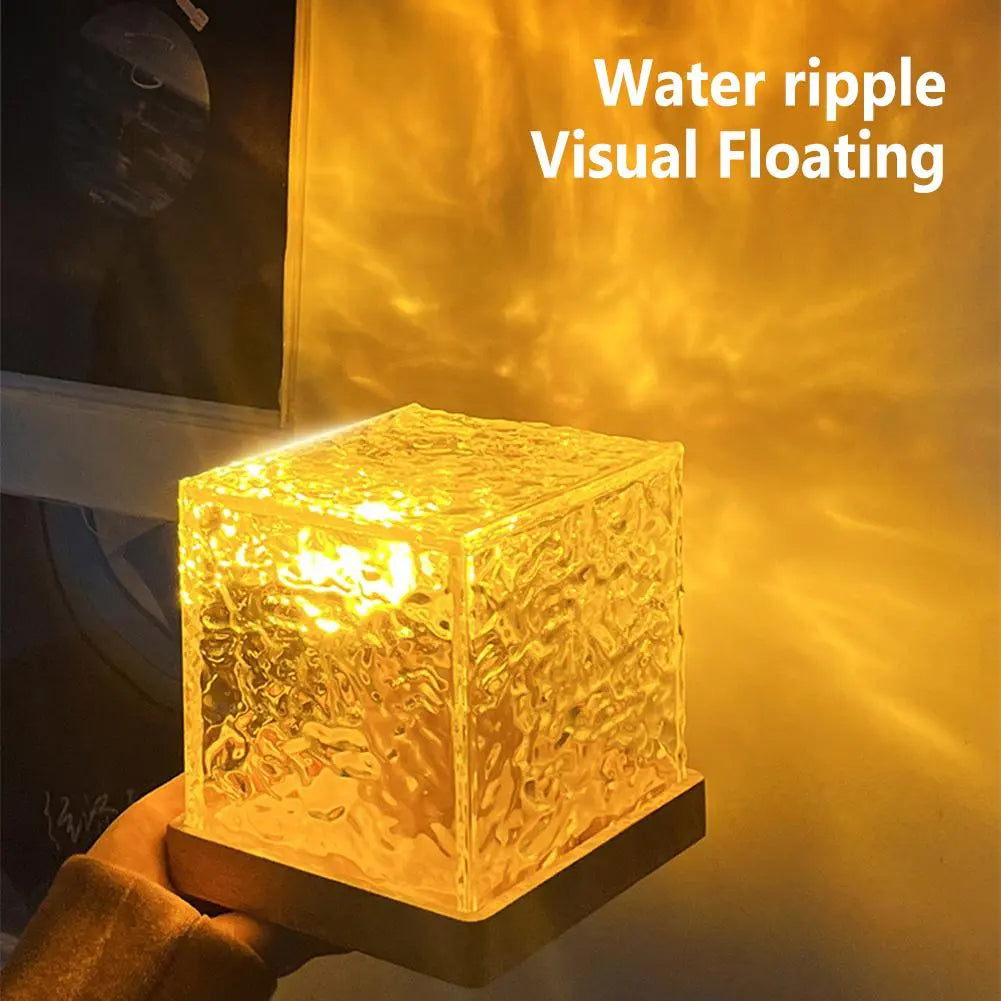 LED Diamond Table Lamp – Akryl & trä med 16 färger & vippfjärrkontroll