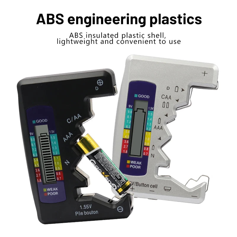 Universal batteritestare med LCD-display – Testa AAA, AA, C, D & 9V
