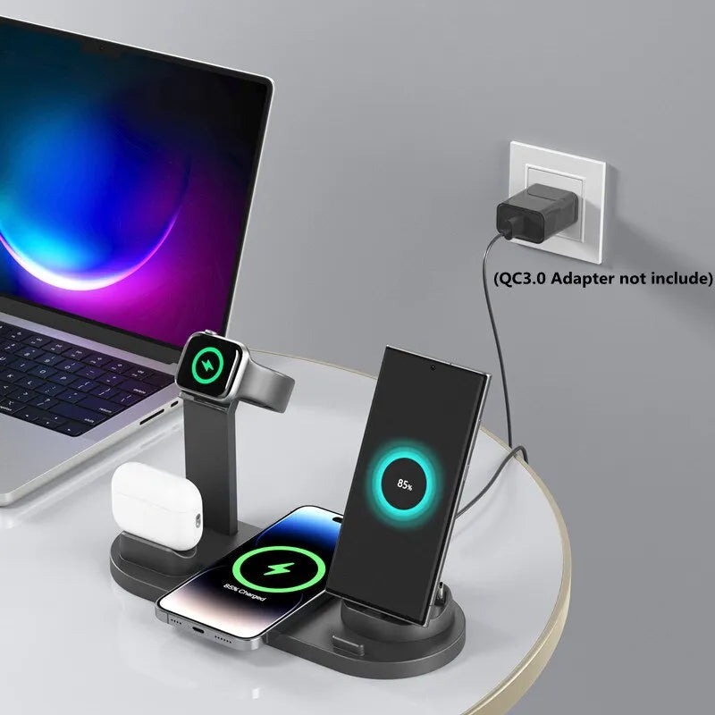 5-i-1 trådlös laddningsstation – Ställ & laddplatta för iPhone & tillbehör