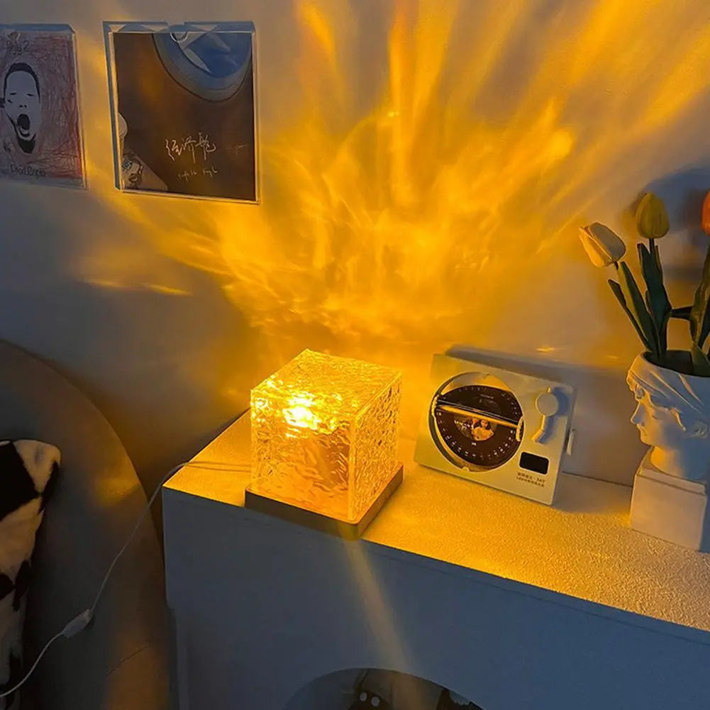 LED Diamond Table Lamp – Akryl & trä med 16 färger & vippfjärrkontroll