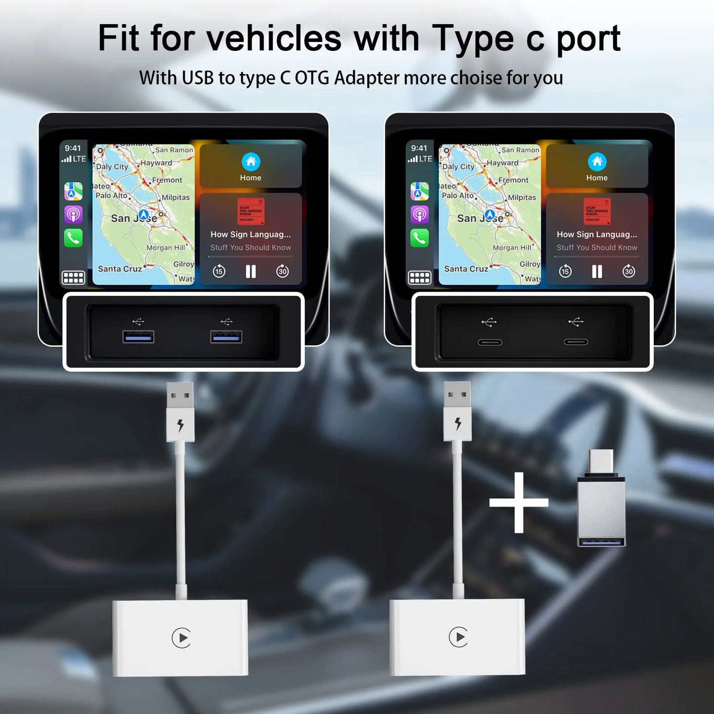 Trådlös CarPlay- & Android Auto-adapter – plug & play för bilen - ELLY