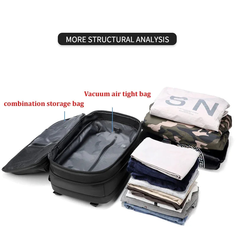 Resekompakt vakuumryggsäck – Packar 60 L i en carry-on