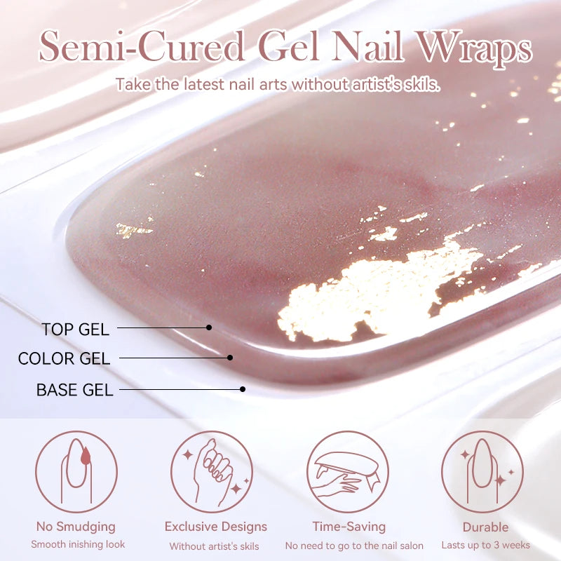 20-pk nagelstickers i gel – Gradient French-design, semi-curing