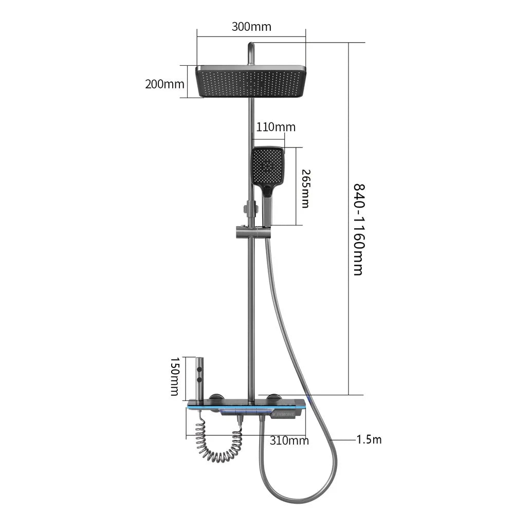 Lyxigt duschsystem med termostat – regndusch & handdusch i set - ELLY