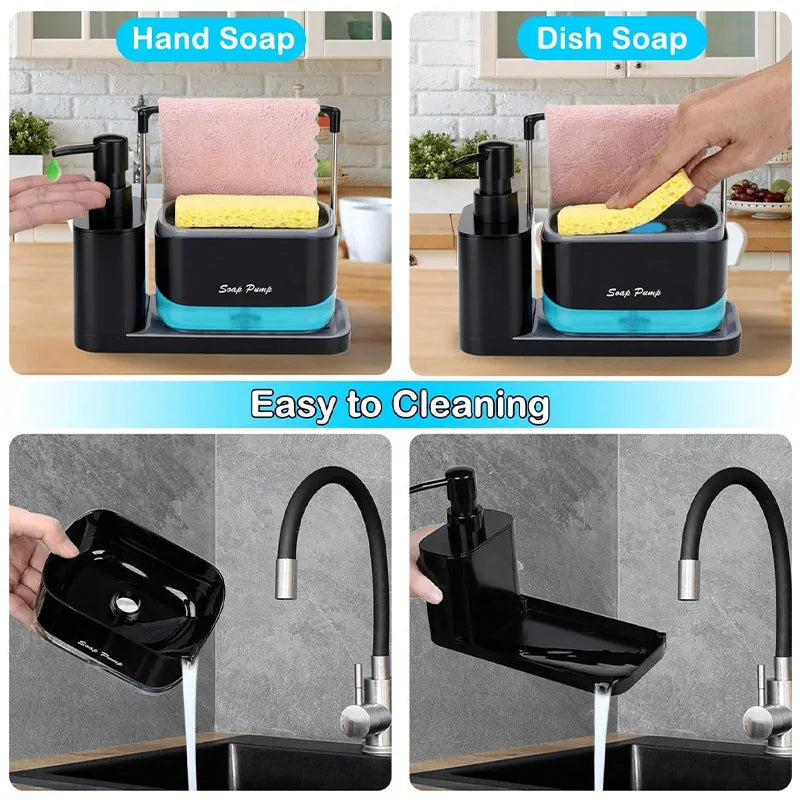 5-i-1 tvåldispenser för hand & disk – organiseringsset för kök & badrum - ELLY