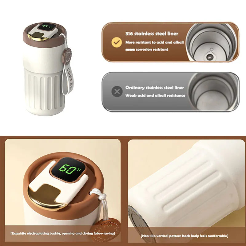 450 ml termosmugg i rostfritt stål – spillfri kaffekopp med lock - ELLY