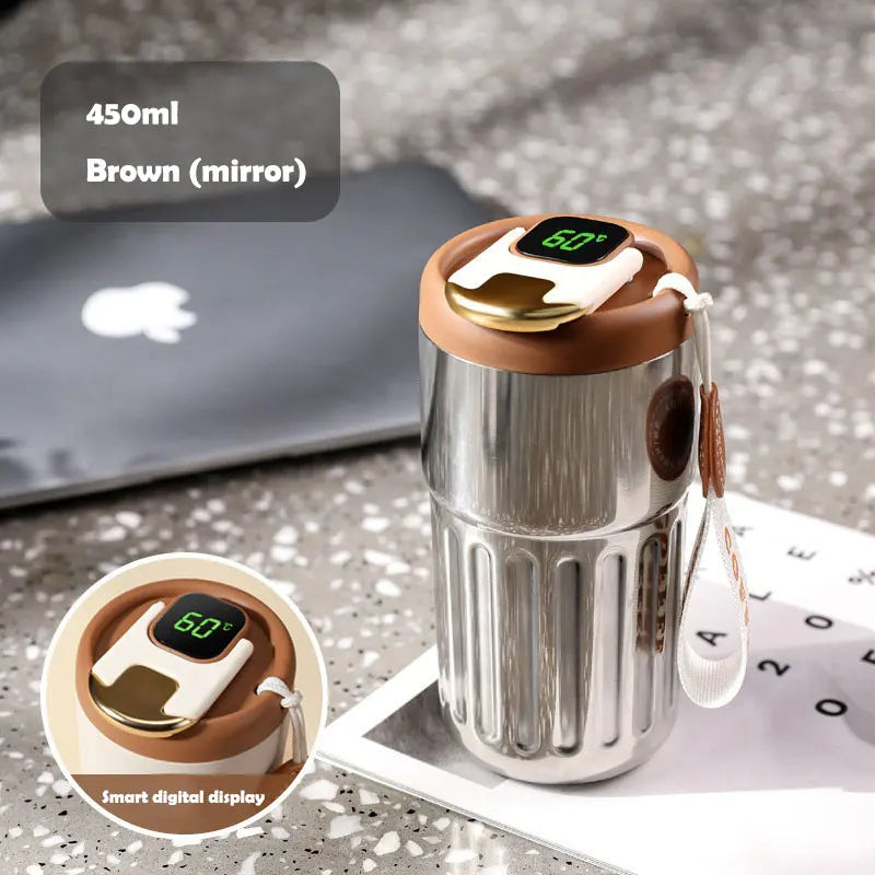 450 ml termosmugg i rostfritt stål – spillfri kaffekopp med lock - ELLY