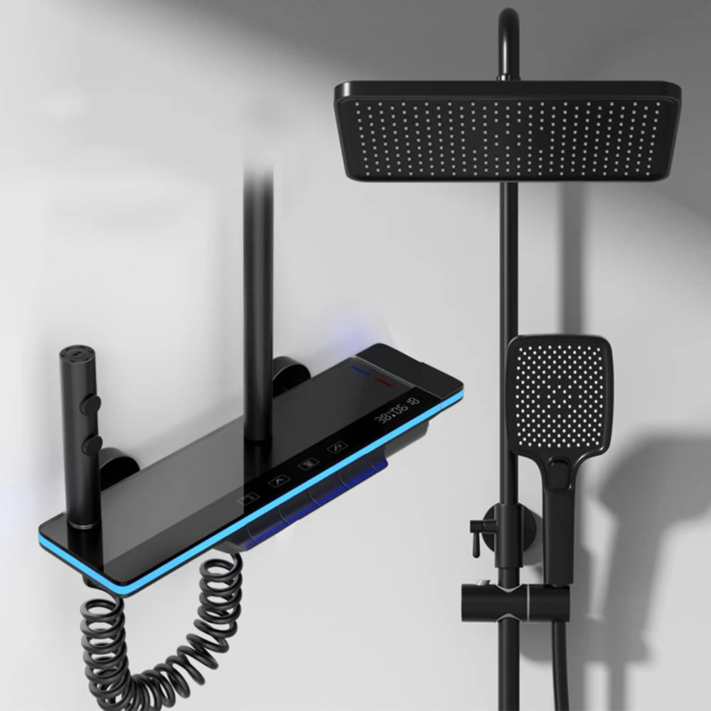 Lyxigt duschsystem med termostat – regndusch & handdusch i set - ELLY