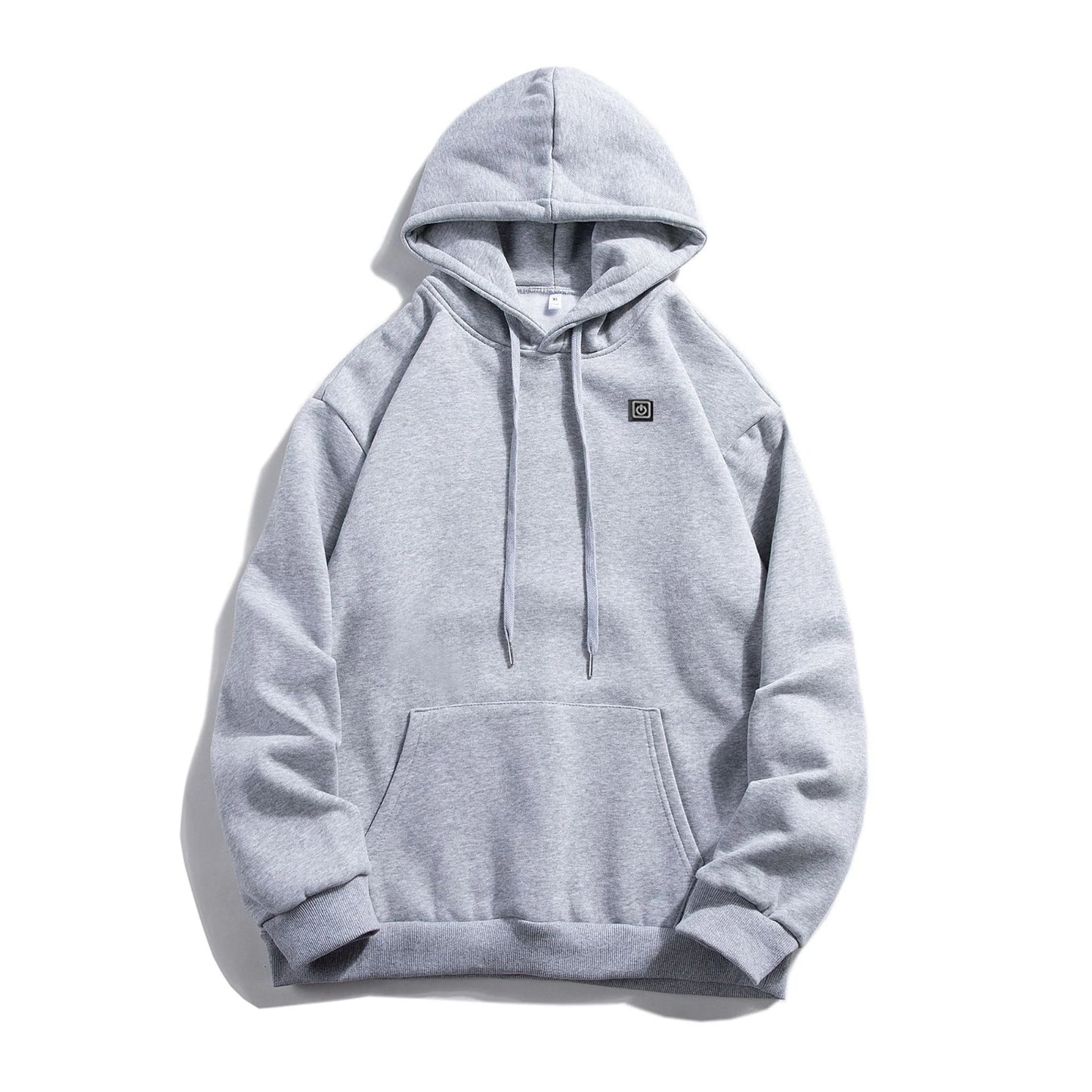 USB-värmehoodie med luva – Unisex, storlekar S–XXXL (svart/grå)