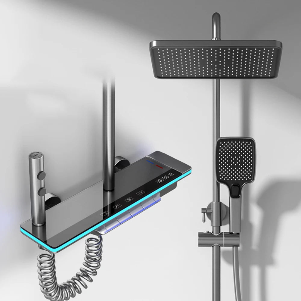 Lyxigt duschsystem med termostat – regndusch & handdusch i set - ELLY