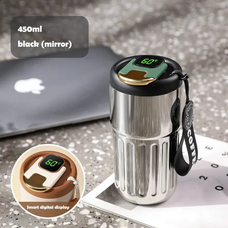 450 ml termosmugg i rostfritt stål – spillfri kaffekopp med lock - ELLY