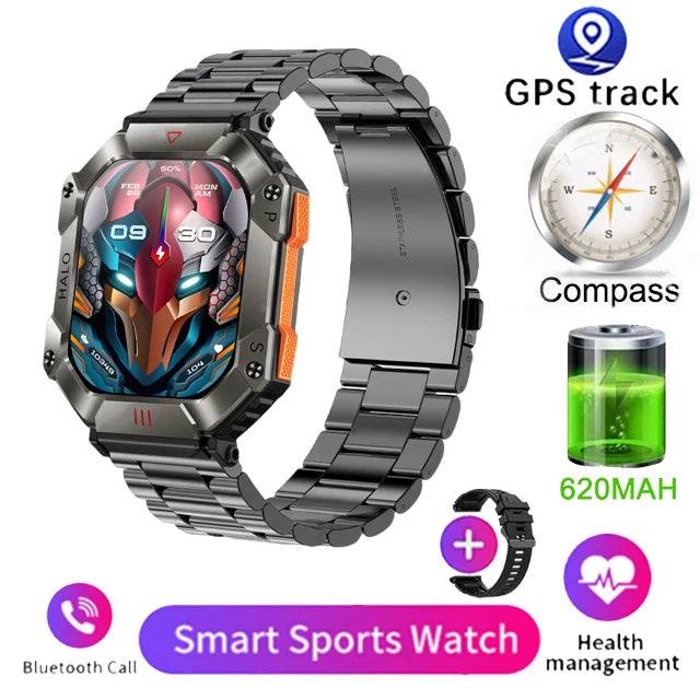 Tålig militär-smartklocka – robust smartwatch för träning & friluftsliv - ELLY