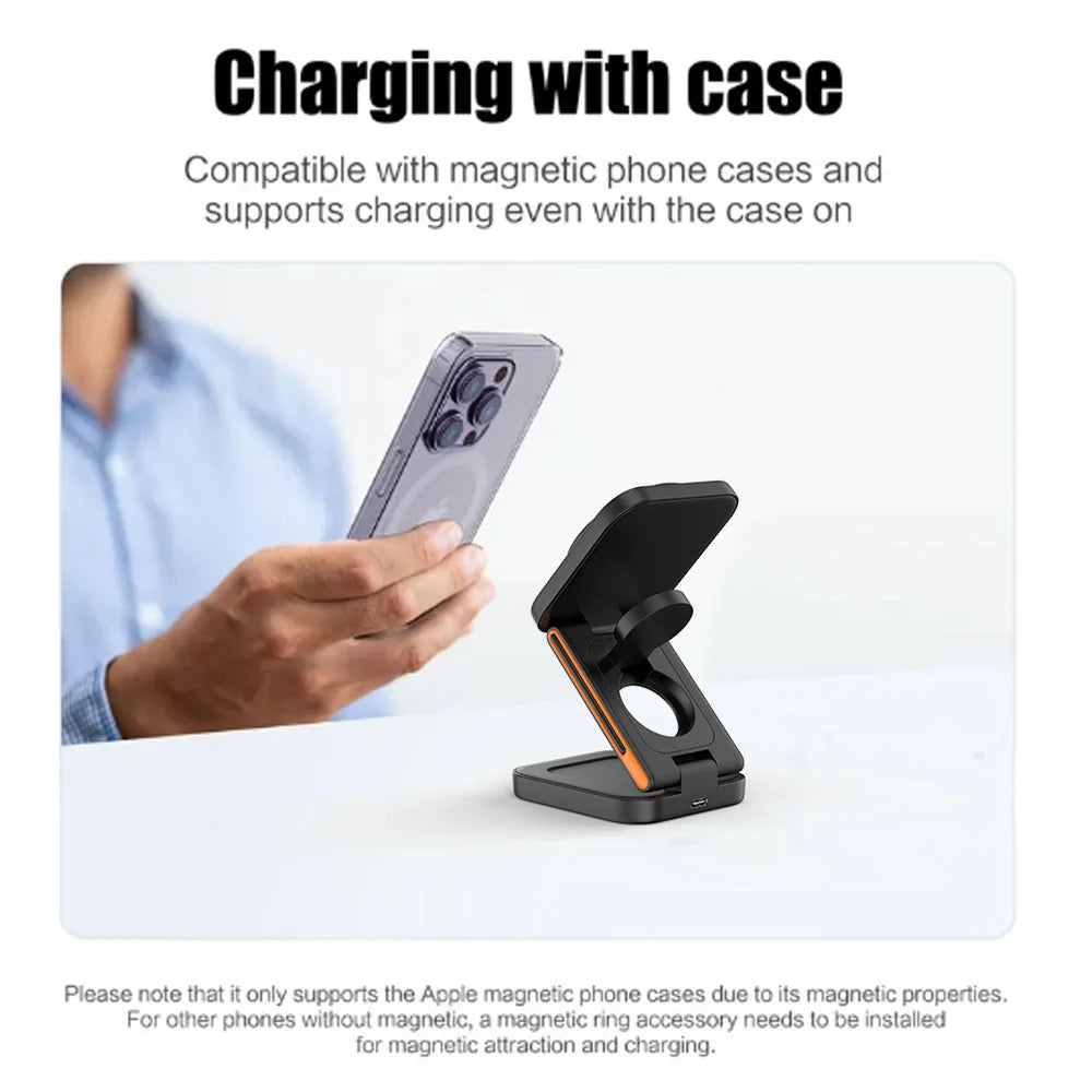 3-i-1 vikbar laddstation – för iPhone, Apple Watch & AirPods - ELLY