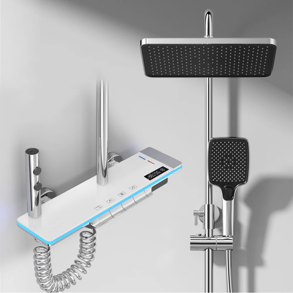 Lyxigt duschsystem med termostat – regndusch & handdusch i set - ELLY