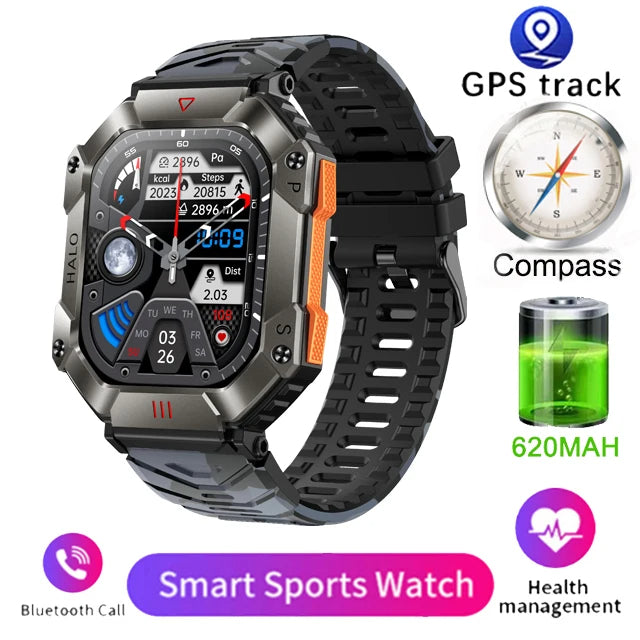 Tålig militär-smartklocka – robust smartwatch för träning & friluftsliv - ELLY