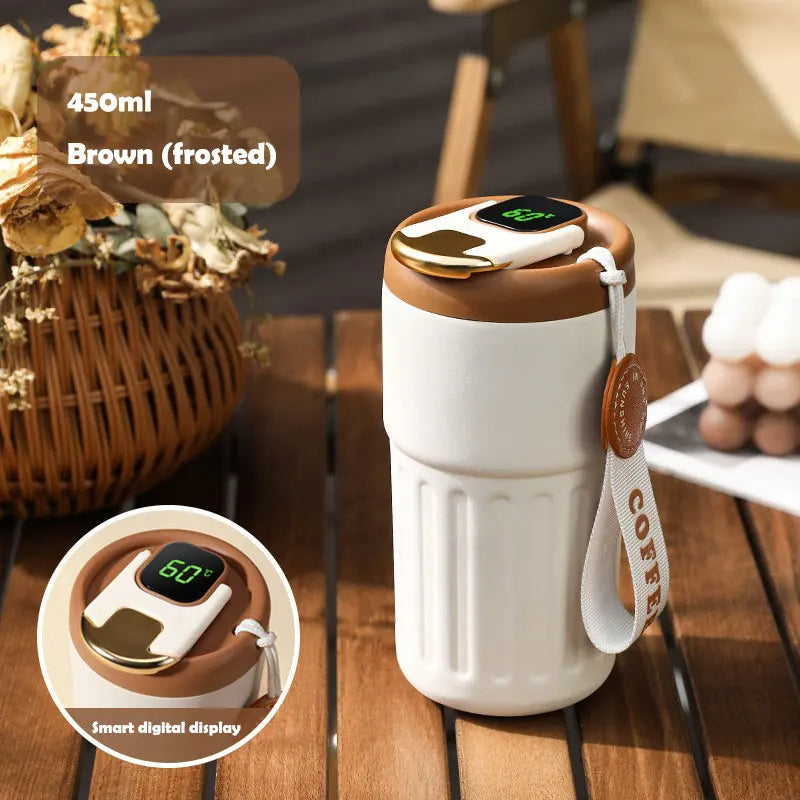 450 ml termosmugg i rostfritt stål – spillfri kaffekopp med lock - ELLY