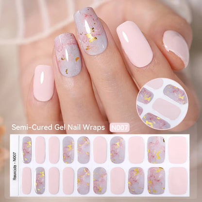 20-pk nagelstickers i gel – Gradient French-design, semi-curing