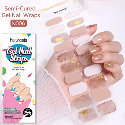 20-pack gel-nagelstickers – Glittriga linjer, semi-cured, French-ombre