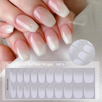 20-pk nagelstickers i gel – Gradient French-design, semi-curing