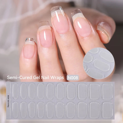20-pk nagelstickers i gel – Gradient French-design, semi-curing