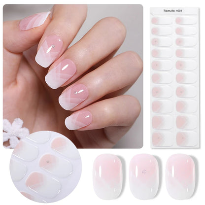 20-pk nagelstickers i gel – Gradient French-design, semi-curing