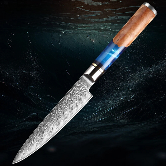 Japansk kockkniv 5" – VG10 Damaskusstål för precision i köket - ELLY