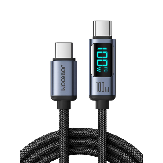 Flätad USB-kabel med display – snabbladdning & strömmätning - ELLY