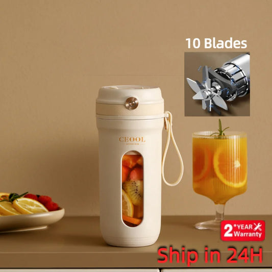 Portabel mixer med 10 blad – Uppladdningsbar & kraftfull smoothieblender - ELLY