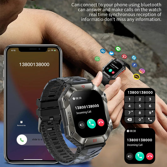 Tålig militär-smartklocka – robust smartwatch för träning & friluftsliv - ELLY