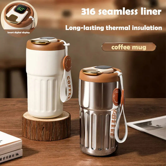 450 ml termosmugg i rostfritt stål – spillfri kaffekopp med lock - ELLY