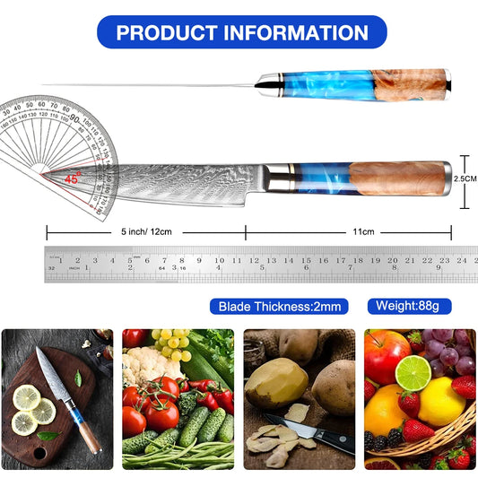 Japansk kockkniv 5" – VG10 Damaskusstål för precision i köket - ELLY